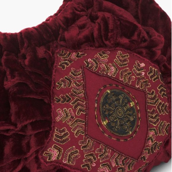 Brand New Embroidered Velvet Hobo Bag - Picture 3 of 4